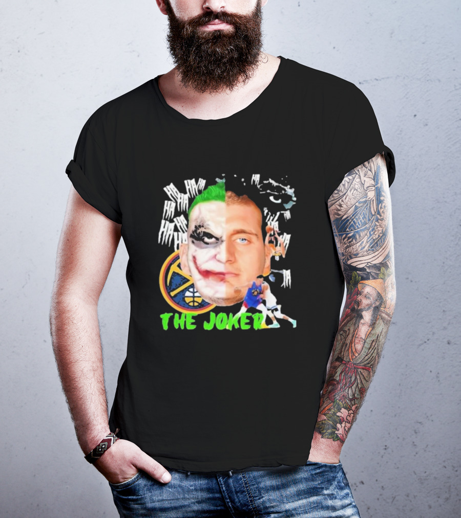 Nikola Jokic The Joker Face Featuring Denver Nuggets Basketball References T-Shirt