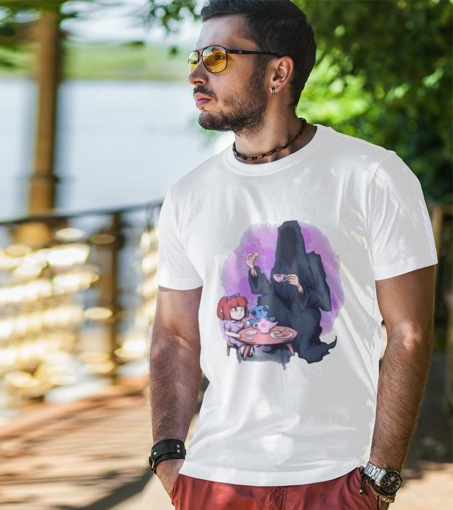 Tea Party With Grim Reaper And Little Girl T-Shirt