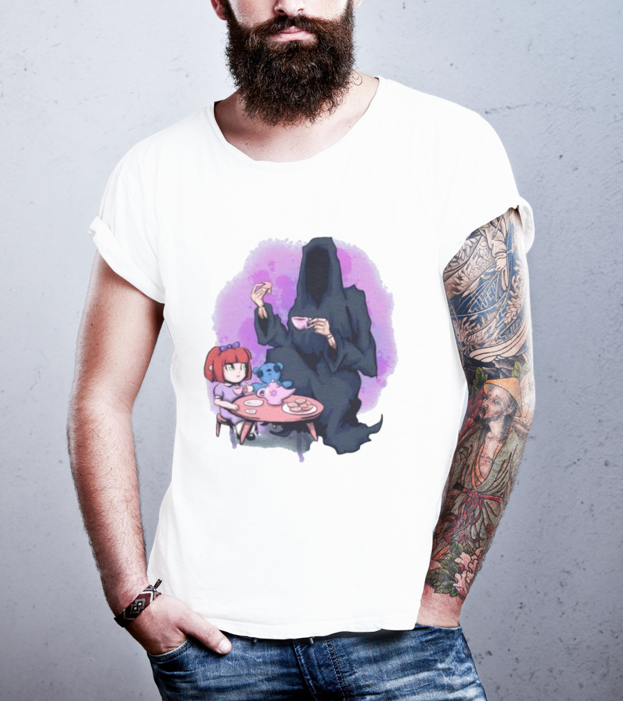 Tea Party With Grim Reaper And Little Girl T-Shirt