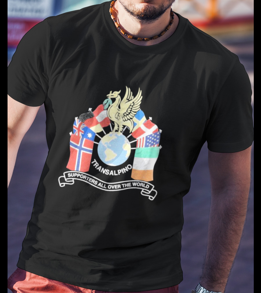 Transalpino Global Supporters With Flags And Globe Emblem T-Shirt
