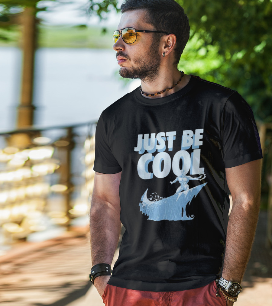 Just Be Cool Ice Man Surfing On Frozen Wave T-Shirt