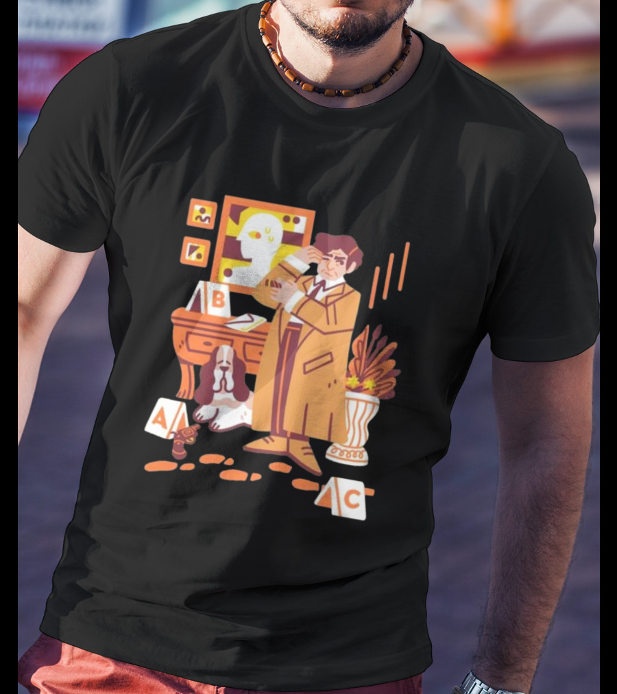 Just One More Thing Columbo Detective Classic Scene With Dog And ABC Cards T-Shirt