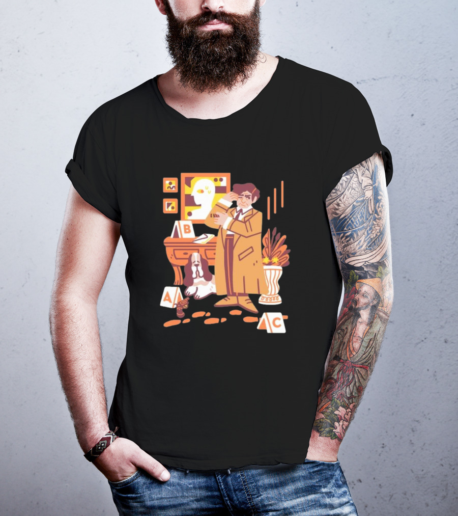 Just One More Thing Columbo Detective Classic Scene With Dog And ABC Cards T-Shirt
