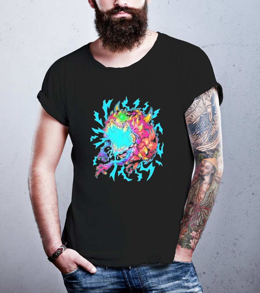 Doom Cacodemon Beast Wreck Neon Monster Explosion T-Shirt