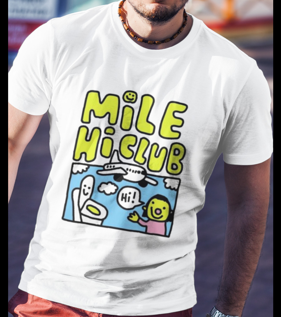 Mile Hi Club Airplane Bathroom Cartoon Hi Smiley Face T-Shirt