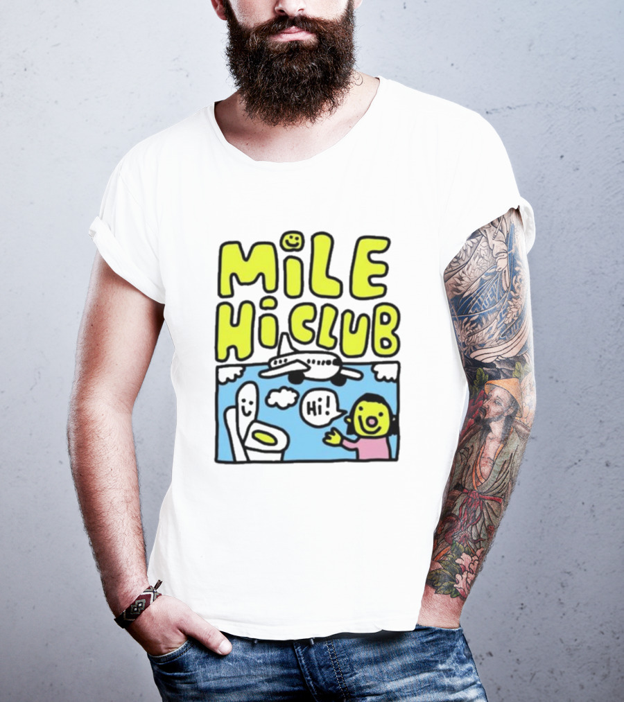 Mile Hi Club Airplane Bathroom Cartoon Hi Smiley Face T-Shirt