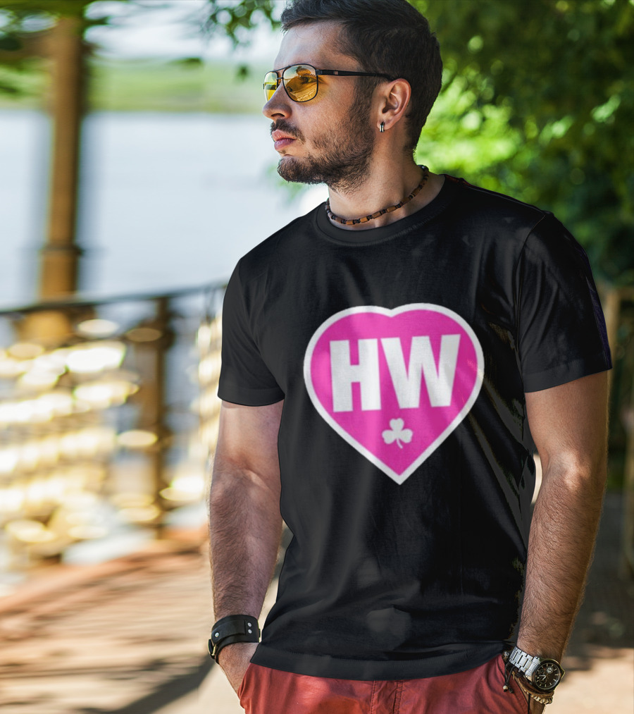 Celtics HW Heart With Pink Clover Move4Heather T-Shirt