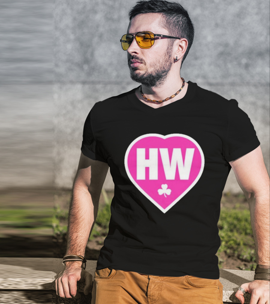Celtics HW Heart With Pink Clover Move4Heather T-Shirt