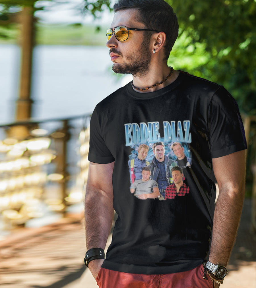 Eddie Diaz Firefighter Tribute Montage T-Shirt