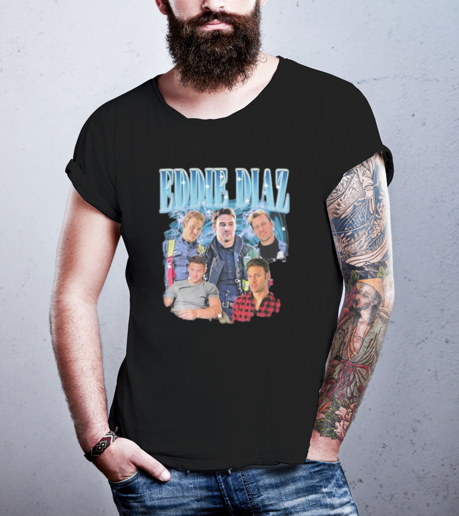 Eddie Diaz Firefighter Tribute Montage T-Shirt