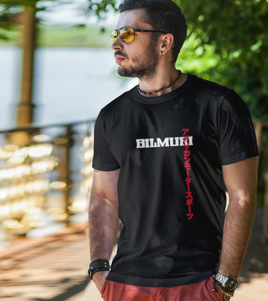 Bilmuri American Motorsports Japanese Text T-Shirt