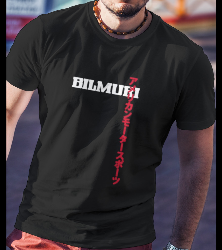 Bilmuri American Motorsports Japanese Text T-Shirt