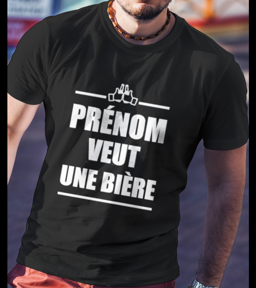 Prénom Veut Une Bière Avec Icône Toast Joyeux T-Shirt