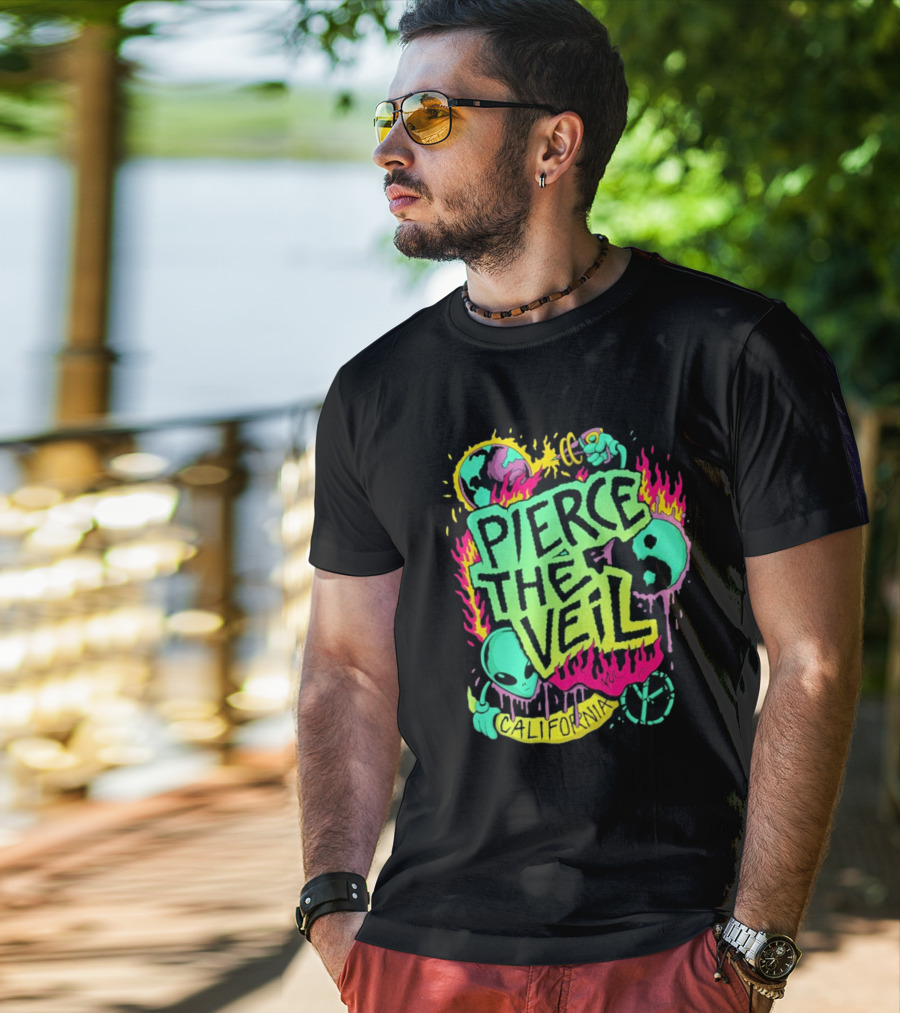 Pierce The Veil California Alien Peace Planet Flame T-Shirt