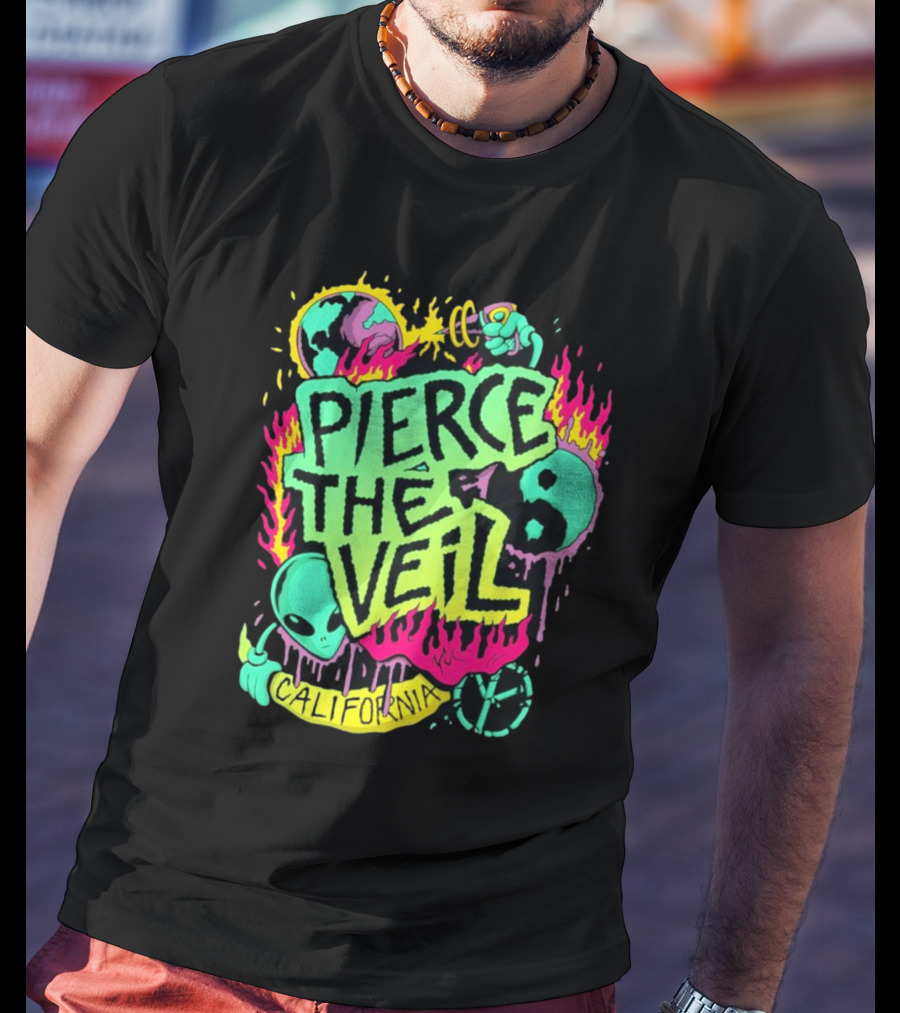 Pierce The Veil California Alien Peace Planet Flame T-Shirt