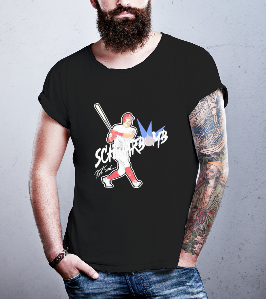 Schwarbomb Illustrated Baseball Swing With Signature Elements T-Shirt