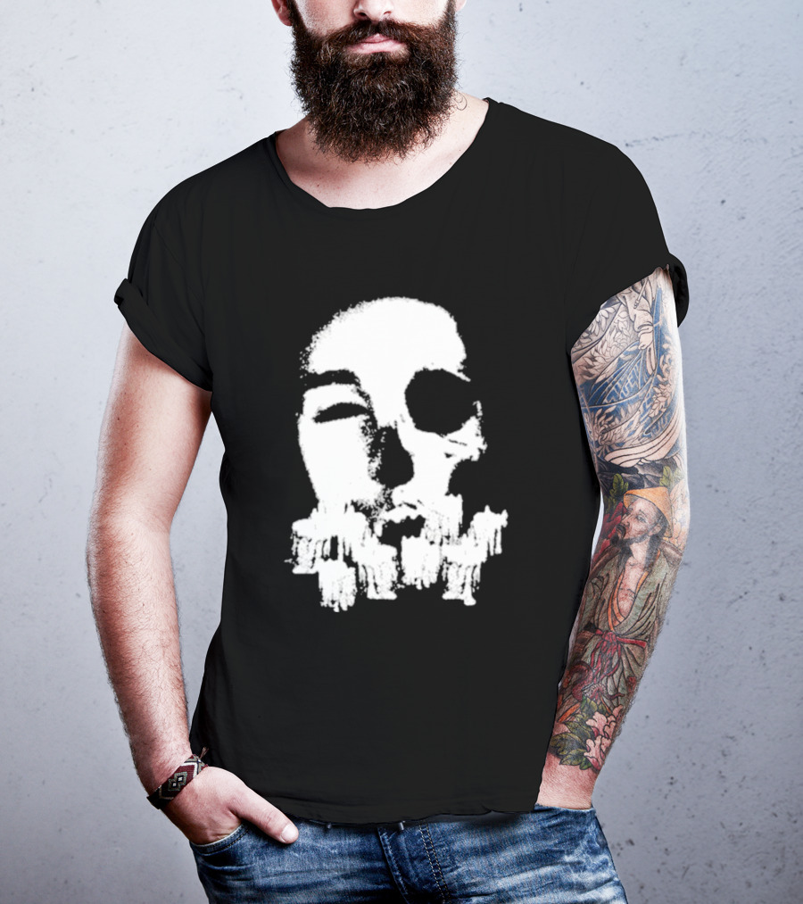 Turnabout Grayscale Face With Abstract Text T-Shirt