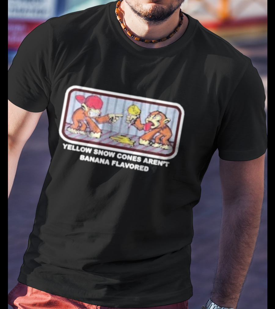 Yellow Snow Cones Aren't Banana Flavored Cartoon Monkey Humor T-Shirt