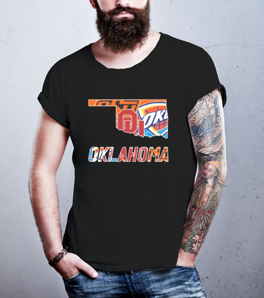 Oklahoma Sports Teams Oklahoma City Thunder Oklahoma State University Cowboys University Of Oklahoma Sooners T-Shirt