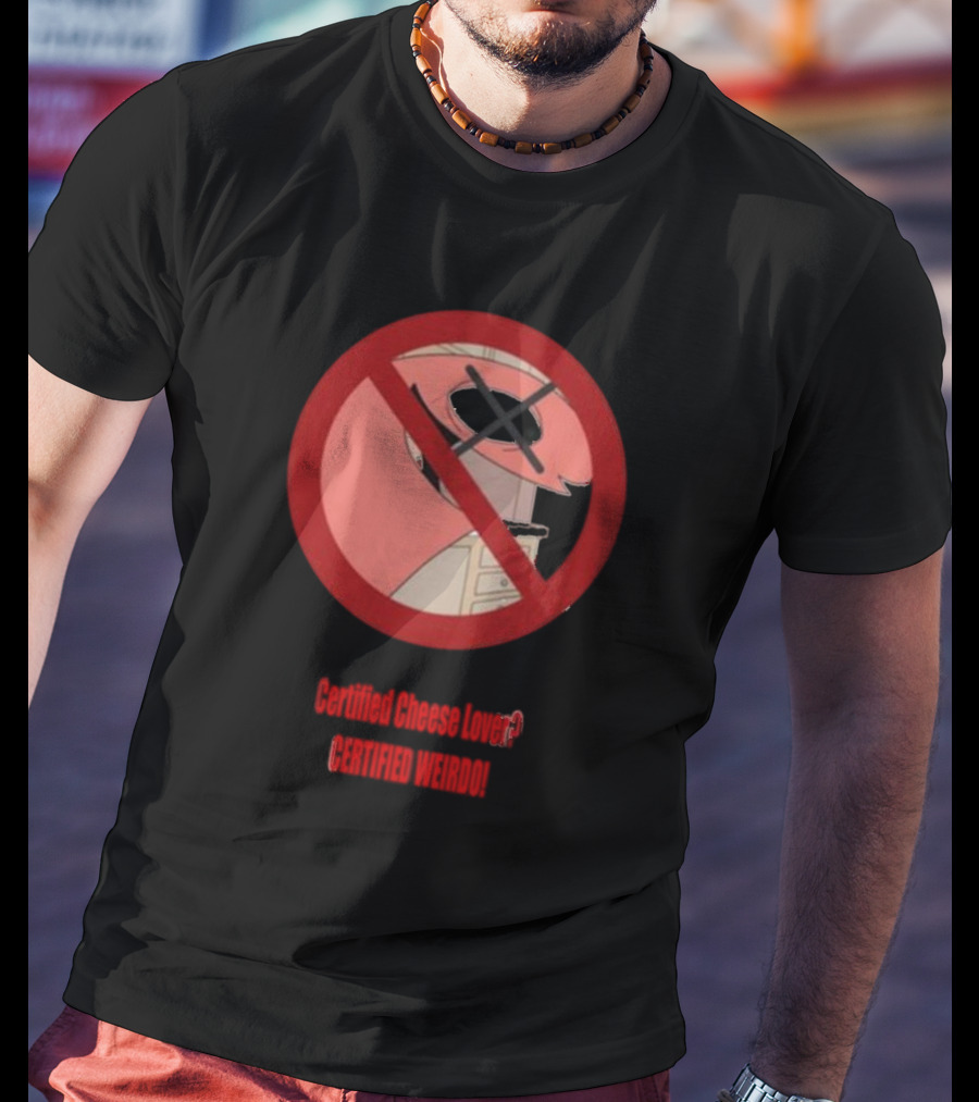 Certified Cheese Lover Certified Weirdo Dj Spitz No Face Silhouette In Red Circle T-Shirt