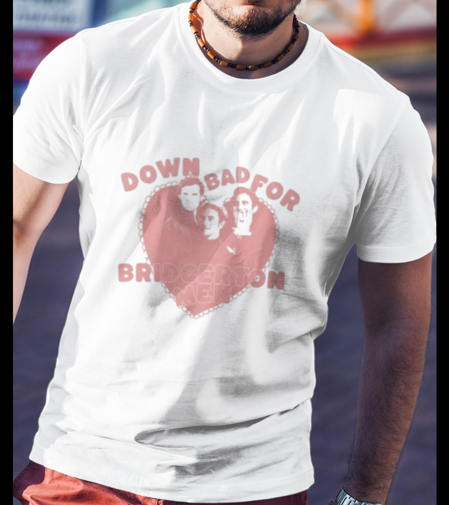 Down Bad For Bridgerton Men Heart Trio T-Shirt