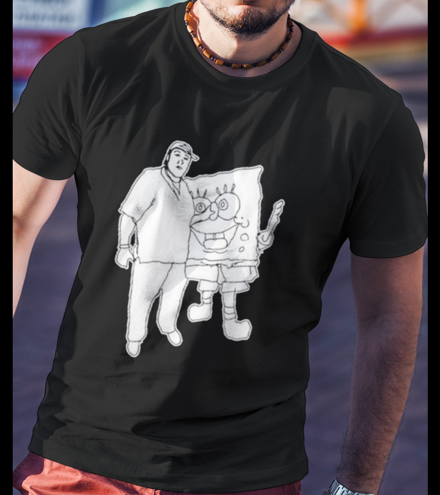 Fake Handshake Tony Spongebob Duo Outline T-Shirt