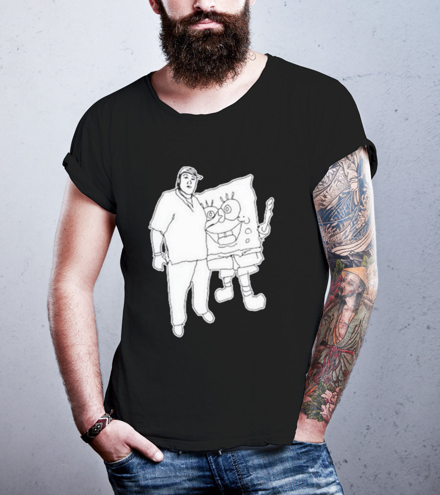 Fake Handshake Tony Spongebob Duo Outline T-Shirt