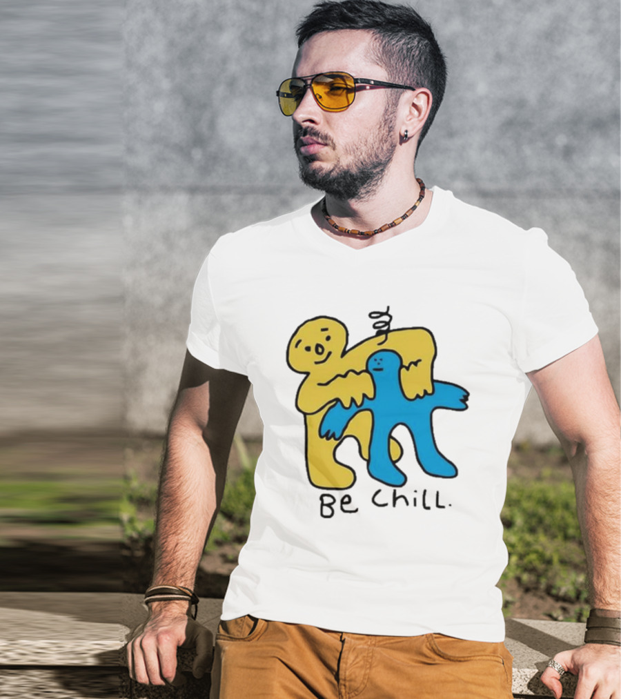 Iwantmyhoney Be Chill Yellow And Blue Figure Hugging T-Shirt