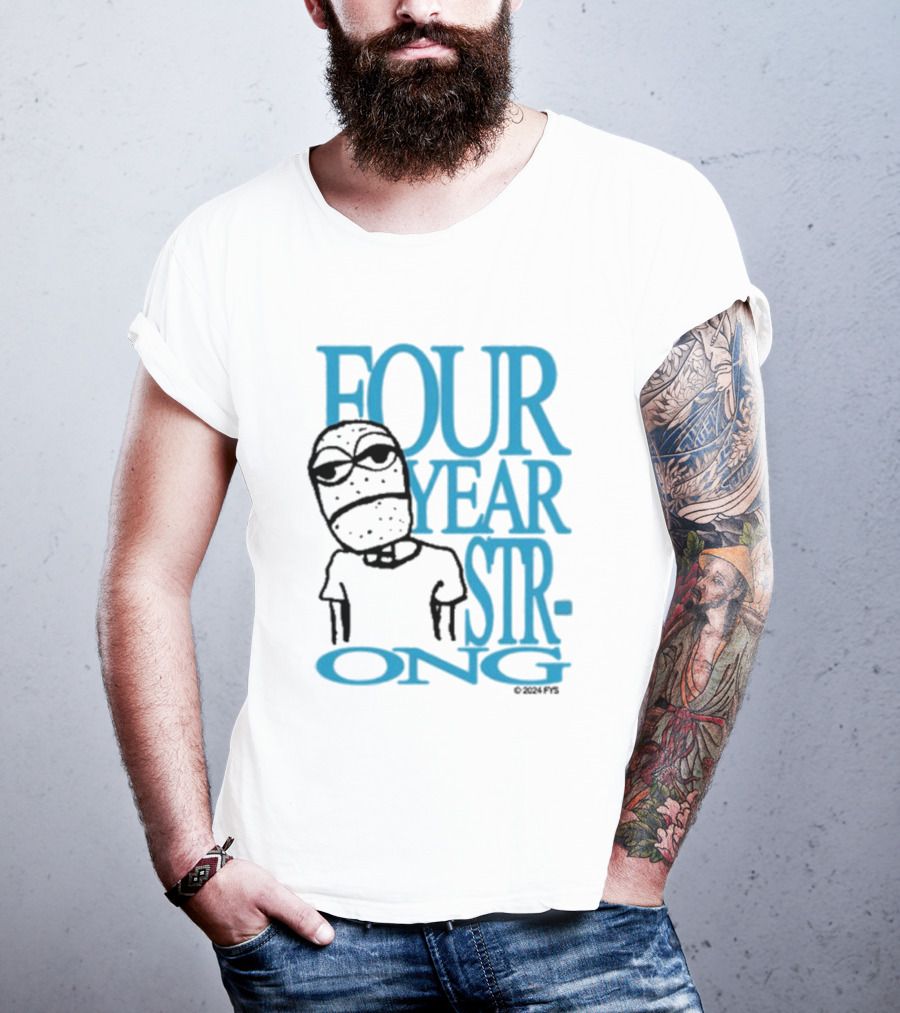 FOUR YEAR STRONG Band Logo With Masked Character T-Shirt
