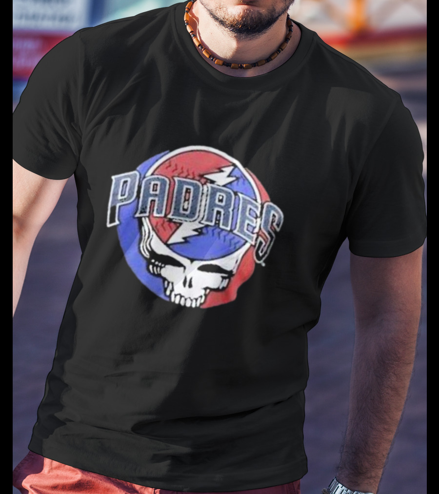 Padres Grateful Dead Style Logo Skully T-Shirt