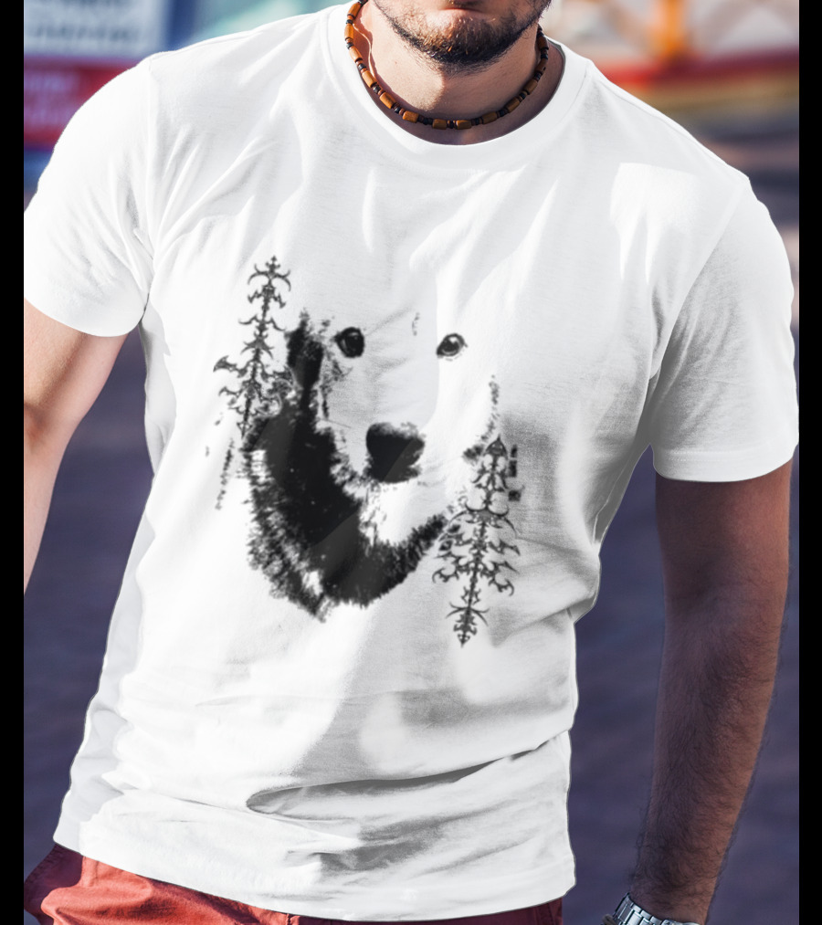 Wolf Face With Stylized Evergreen Trees T-Shirt
