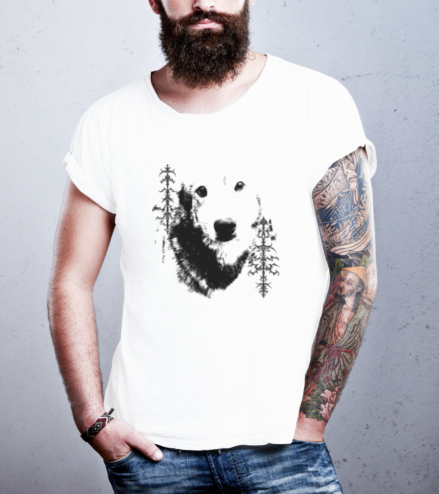 Wolf Face With Stylized Evergreen Trees T-Shirt