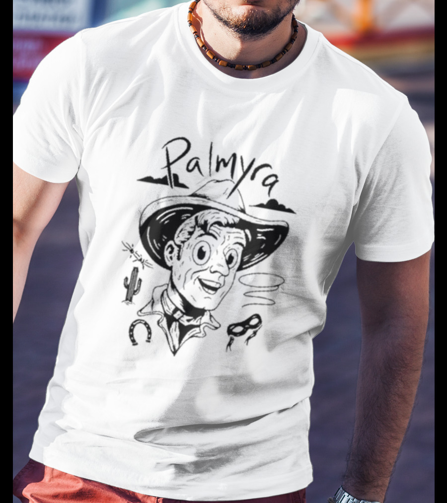 Palmyra Cowboy Retro Cactus Lasso Horse Shoe T-Shirt