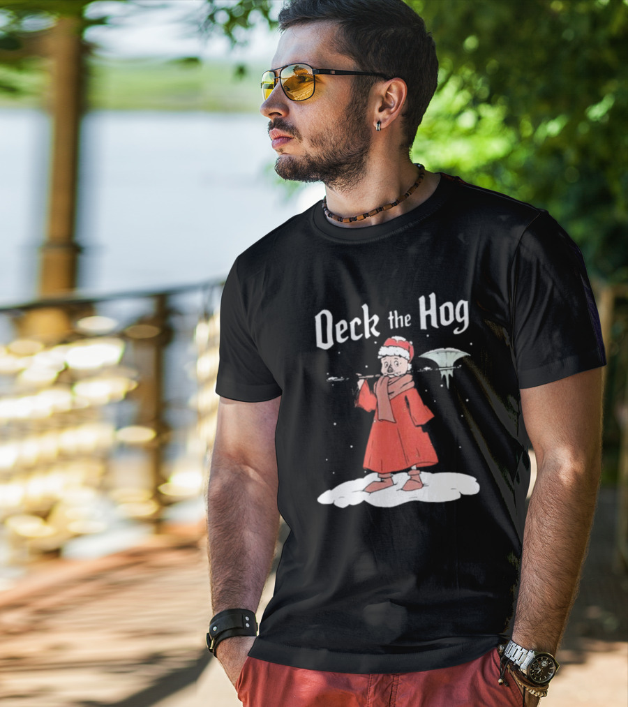 Bilmuri Deck The Hog Christmas Santa Ice Bonk Snow Fantasy T-Shirt