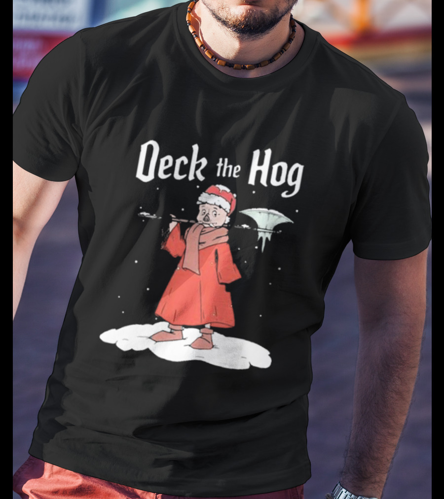 Bilmuri Deck The Hog Christmas Santa Ice Bonk Snow Fantasy T-Shirt