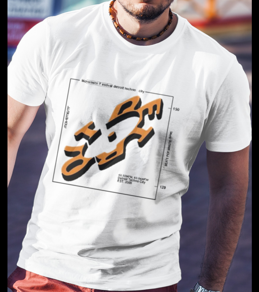 Movement Festival Detroit Techno City EST 2000 45 Heavy Latitude Longitude Coordinates T-Shirt