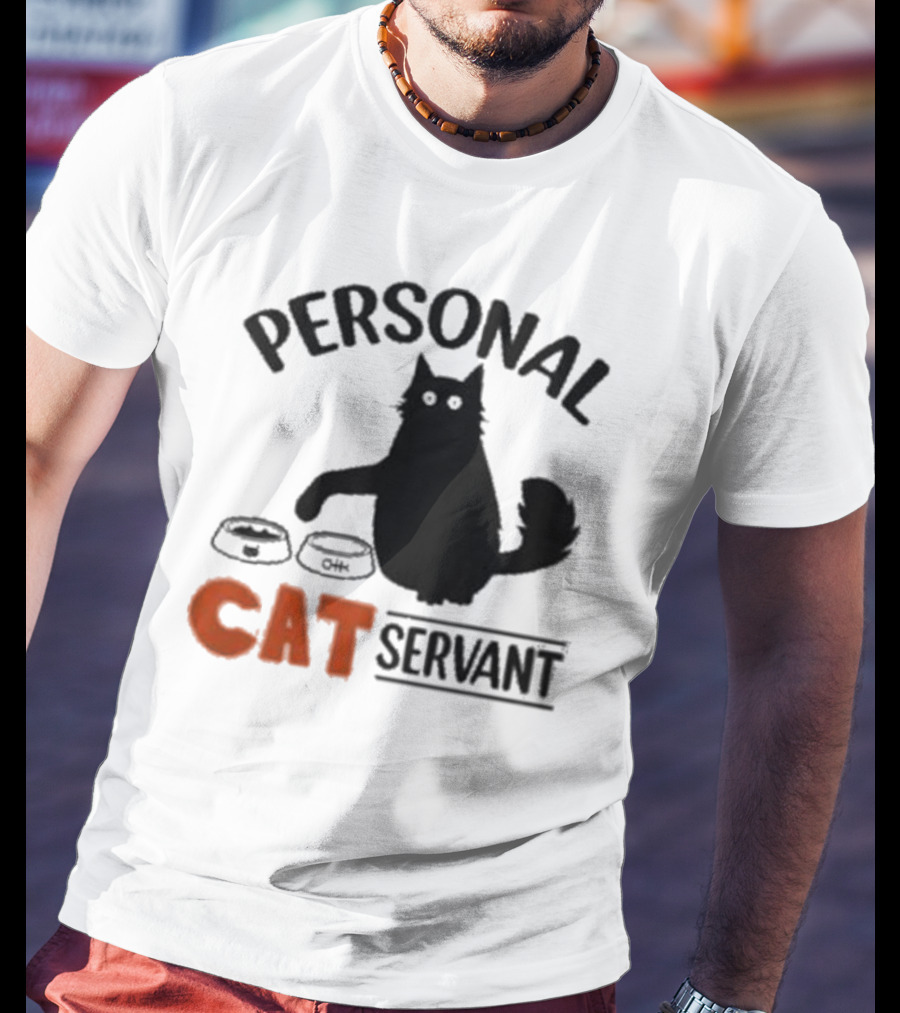 PERSONAL CAT SERVANT WITH PET FOOD BOWLS T-Shirt