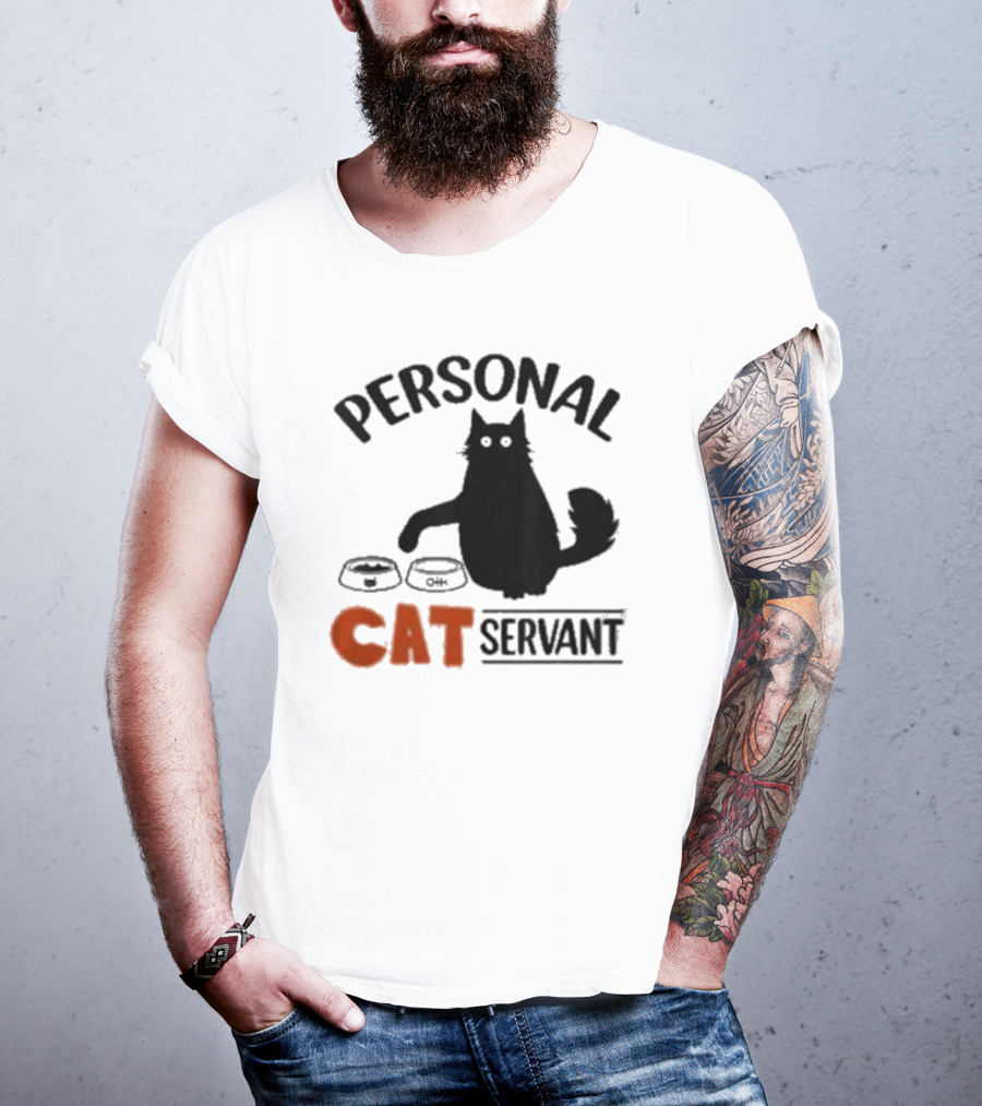 PERSONAL CAT SERVANT WITH PET FOOD BOWLS T-Shirt