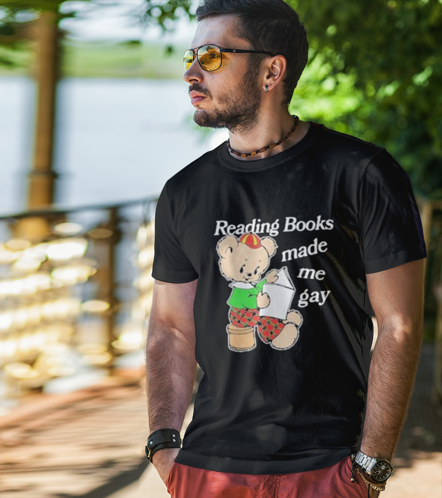 Reading Books Made Me Gay Teddy Bear In Plaid T-Shirt