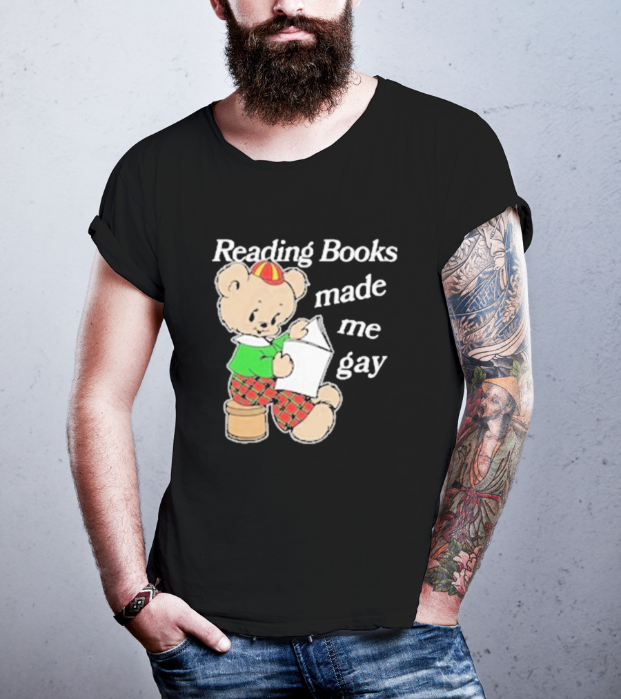 Reading Books Made Me Gay Teddy Bear In Plaid T-Shirt