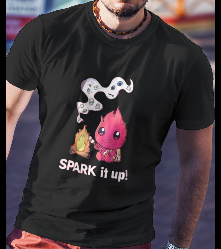 Spark It Up Cute Child Fire Roasting Marshmallow With Iconic Symbols T-Shirt