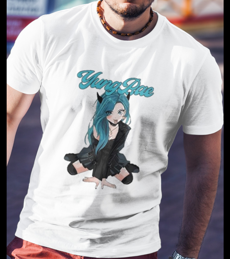 Yung Rae Blue-Haired Goth Anime Girl T-Shirt
