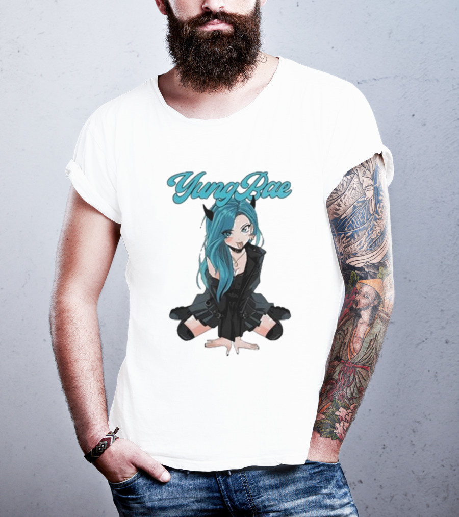 Yung Rae Blue-Haired Goth Anime Girl T-Shirt
