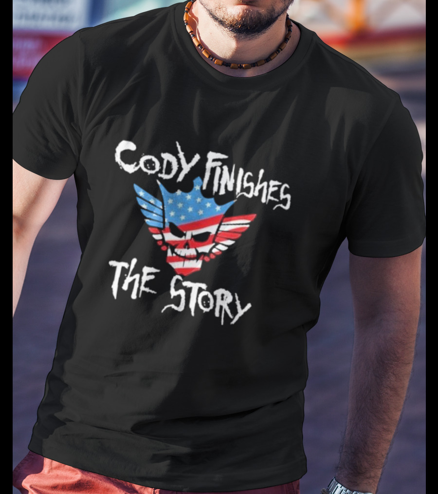 Cody Finishes The Story Skull Wings American Flag T-Shirt