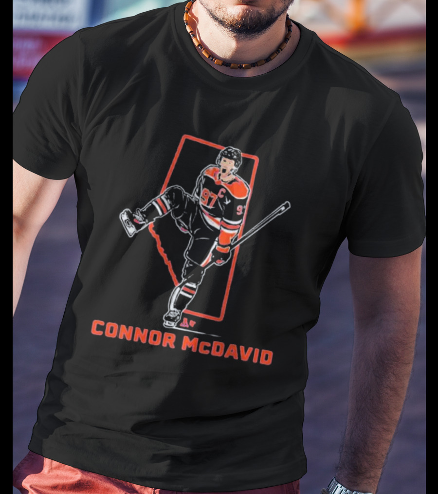 Connor McDavid Hockey Player 97 Canada Map Outline T-Shirt