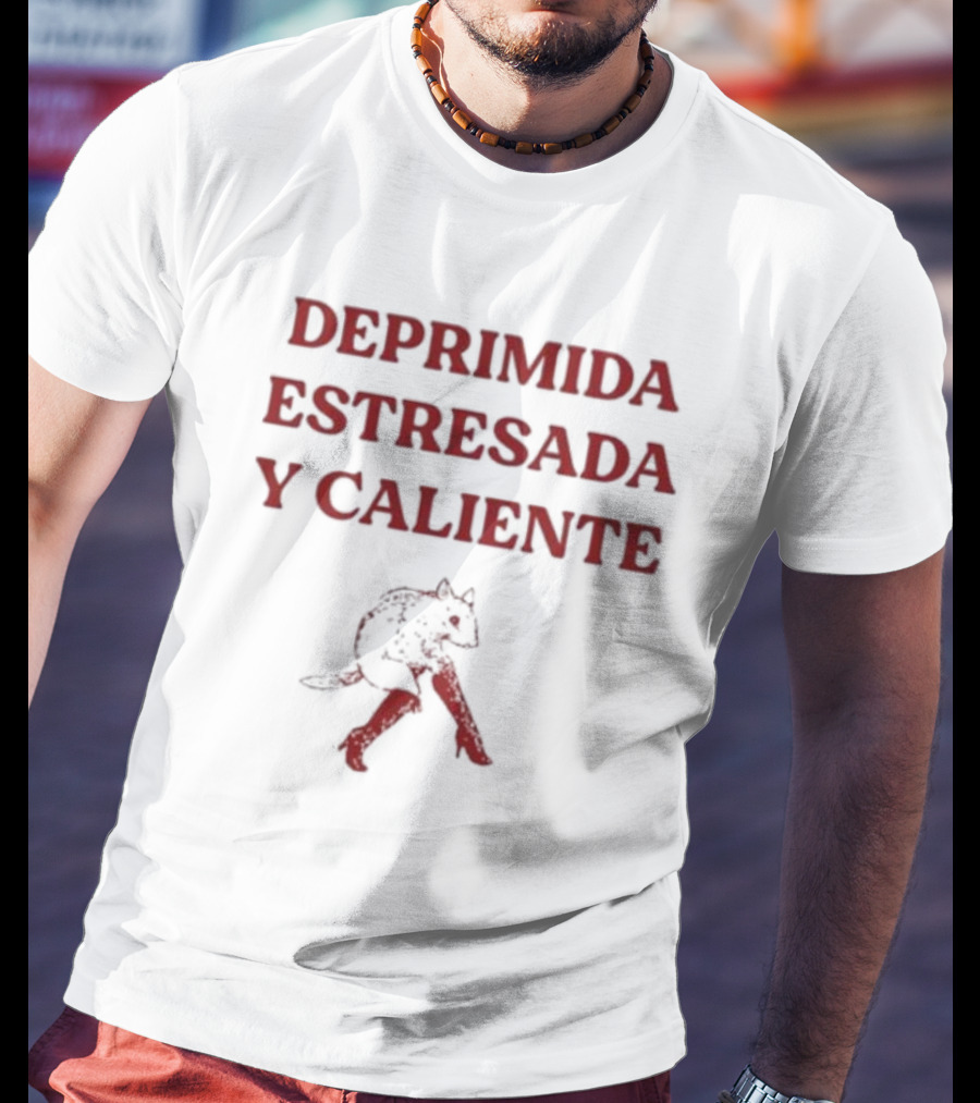 Deprimida Estresada Y Caliente Diablo Mujer Iconografía Roja T-Shirt