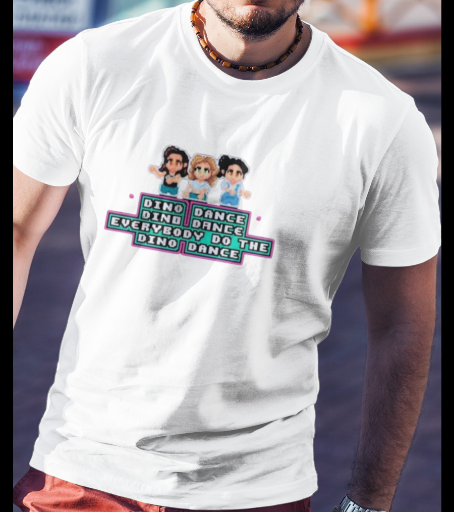 Dino Dance Everybody Do The Dino Dance Pixel Style Trio T-Shirt