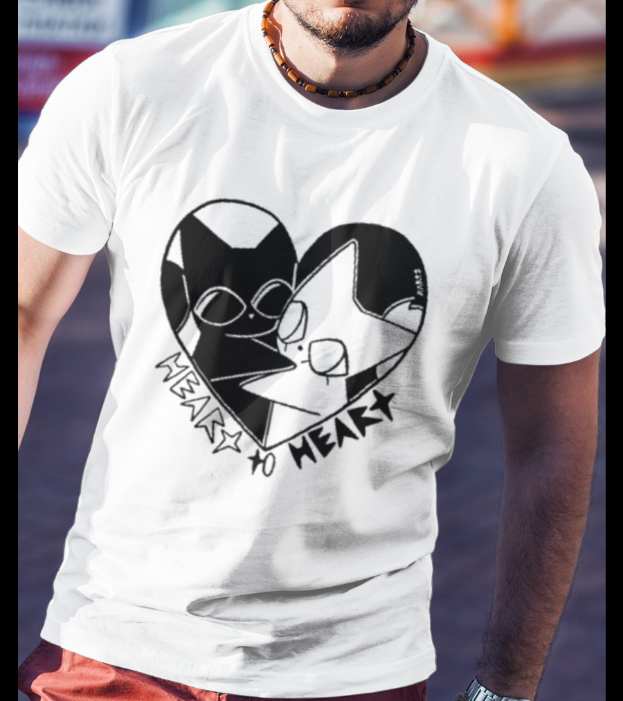 Heart To Heart Everpress Black And White Cat T-Shirt