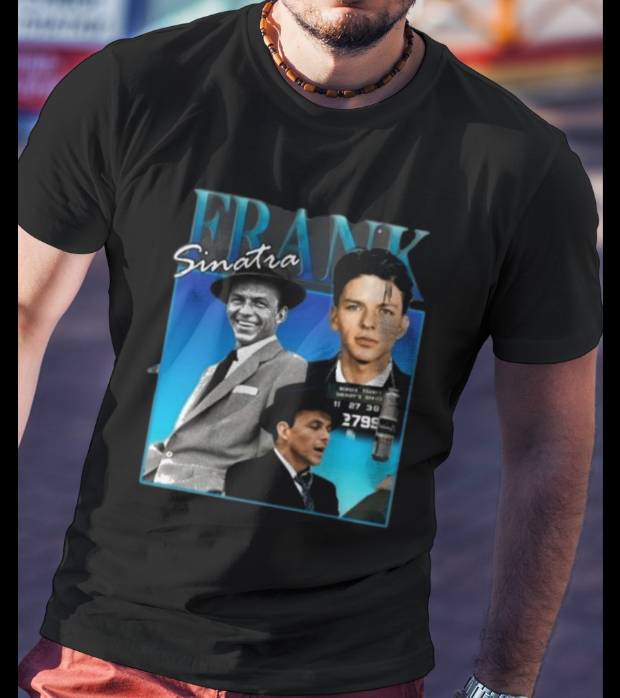 Frank Sinatra Classic Blue Portrait Montage T-Shirt