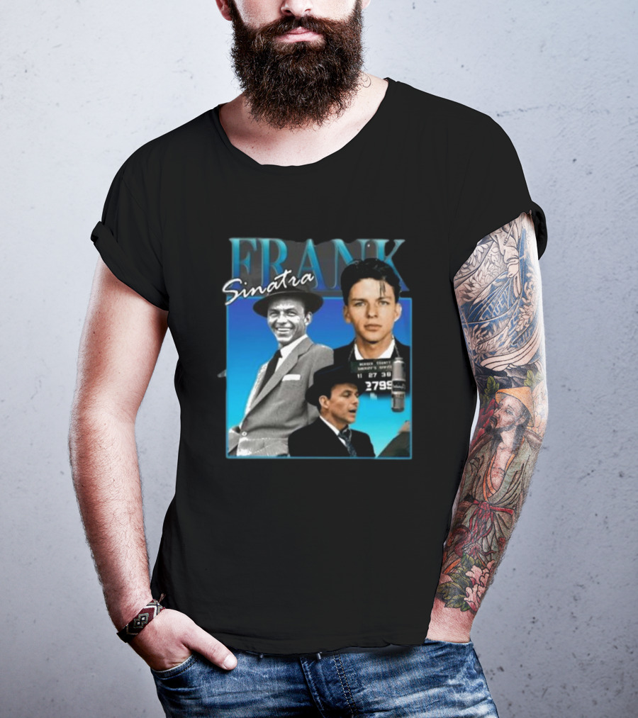 Frank Sinatra Classic Blue Portrait Montage T-Shirt